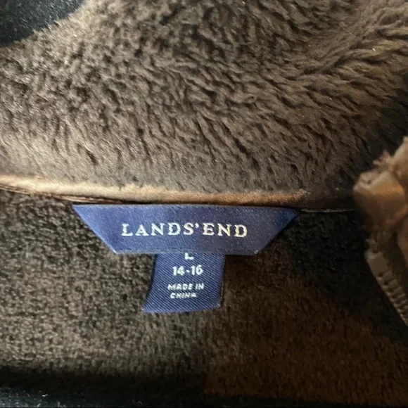Lands End Super soft Brown Fleece Pullover~L - Picture 2 of 8